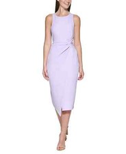 GUESS Women's Purple Twist Front Scuba Crepe Sheath Dress - 2XL - Purple