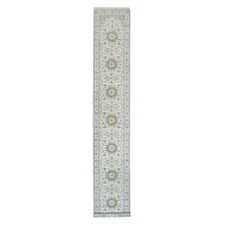 2'8"x16'7" White 250 KPSI Wool Hand Knotted Nain Design XL Runner Rug R65993