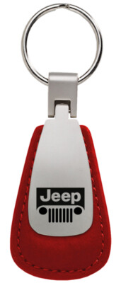 Jeep Grill Leather Tear Drop Key Ring (Red)