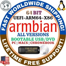 ARMBIAN LINUX OS ISO | BOOKWORM NOBLE GNOME DESKTOP 64BIT USB, DVD | LIVE/FULL
