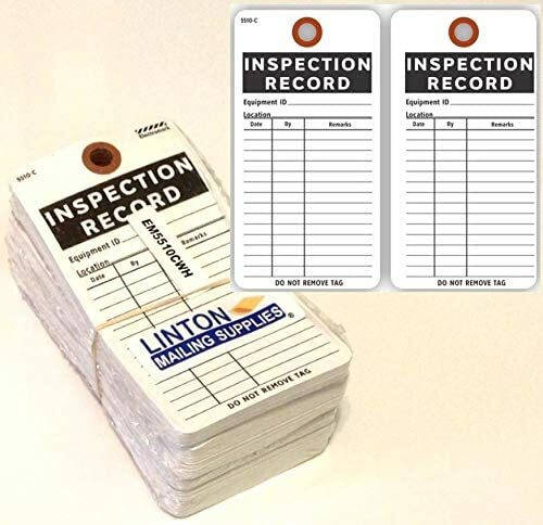 Inspection Record (2-sided), 3" X 5.75", Cardstock - Pack Of