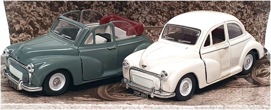 Saico Marks & Spencer 1/26 Scale T79/0336 - 2x Morris Minor 1000 - Grey White - Image 2 of 4