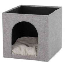 Trixie Ella Cave Kitten Cat Comfy Collapsible Hiding Cave Cosy Shelf Bed - Grey