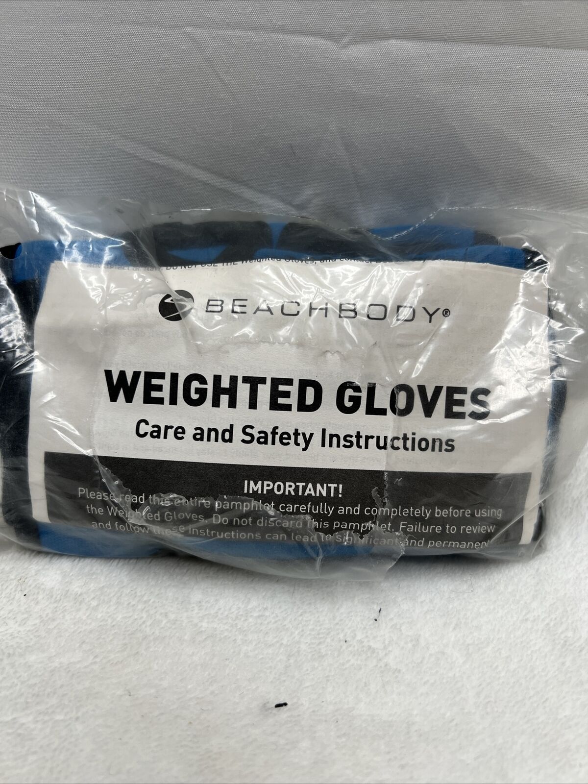 Beachbody Weighted Hand Gloves Set 1.5 Blue Black Adjustable Zumba P90x Fitness