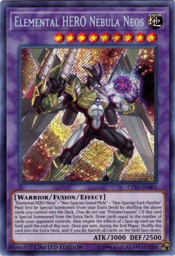 ( ELEMENTAL HERO NEBULA NEOS ) Secret Rare - CT15-EN001 - Limited NM - Mega Tin