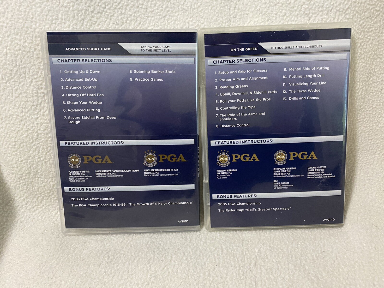 Lot of 2 PGA Golf Instruction DVDs. On the Green, Advanced Short Game
