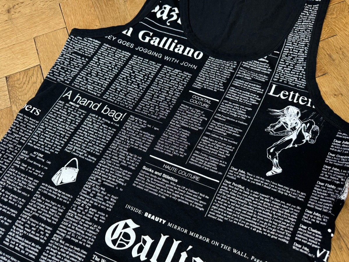 John Galliano ジョンガリアーノ ニュースペーパー タンクトップ Galliano Gazette Newspaper Tank Top M/L | eBay