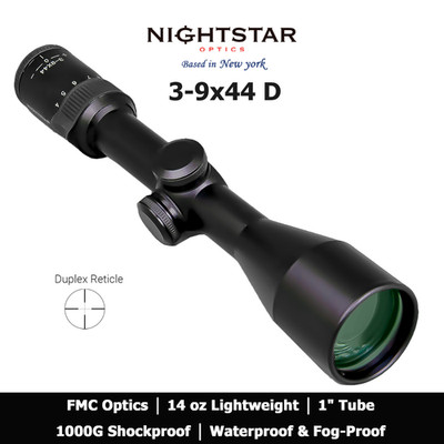 NIGHTSTAR 3-9x44D 1-in Duplex Light Weight FMC  Hunting Beginner Rifle Scope