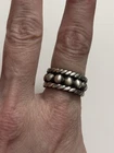 Vintage 925 Sterling Silver Mexico Ball Round Oxidized 7.5mm Band Ring Sz 7.5