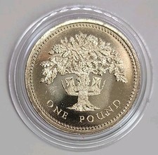 1992 Oak Tree And Royal Diadem UK Brilliant Uncirculated One Pound £1 Coin