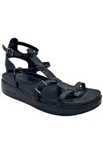 Donald Pliner Women's Ferrara Strappy Crocco Patent Sandal Black
