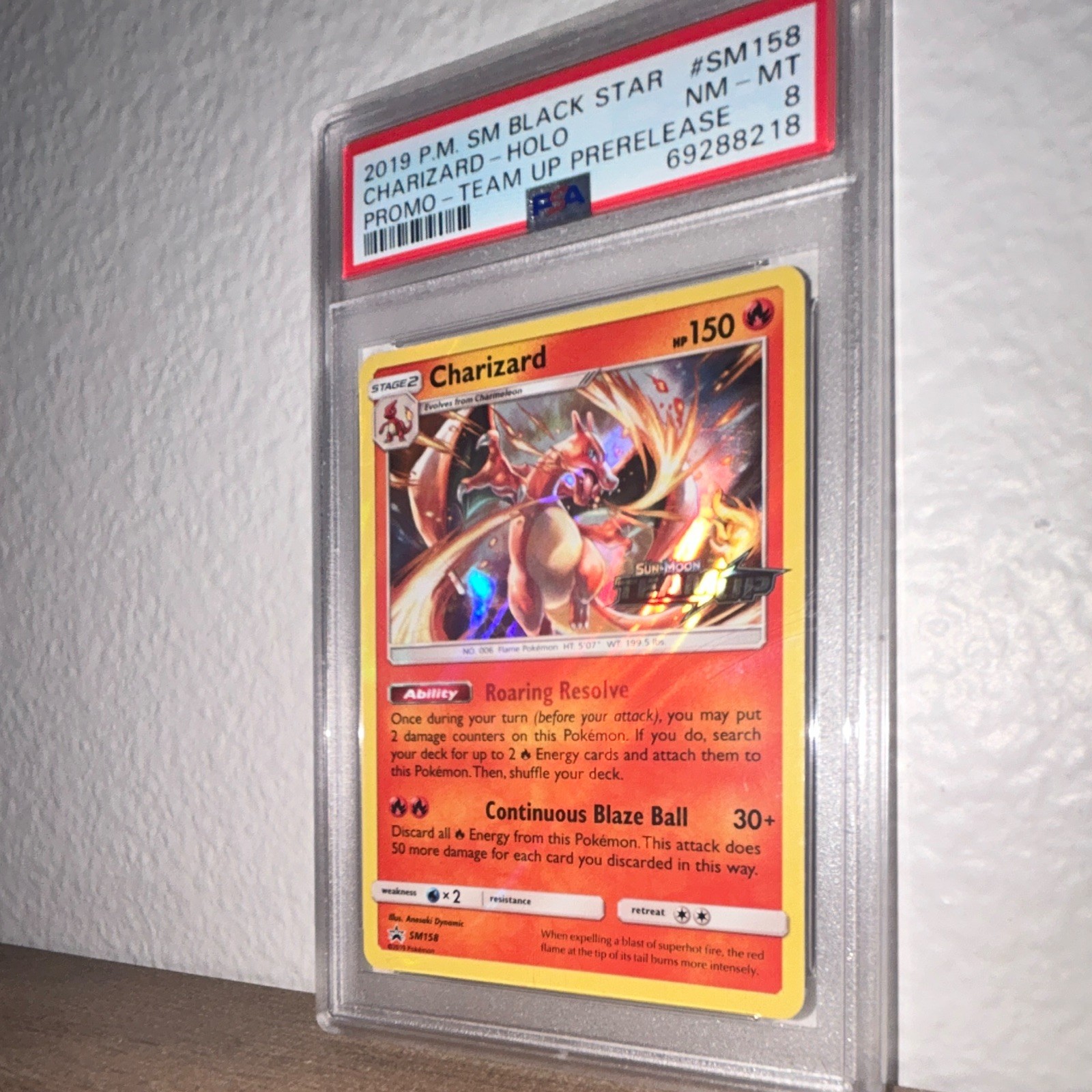 Charizard SM158 2019 Sun & Moon Team Up Prerelease Promo Holo PSA 8