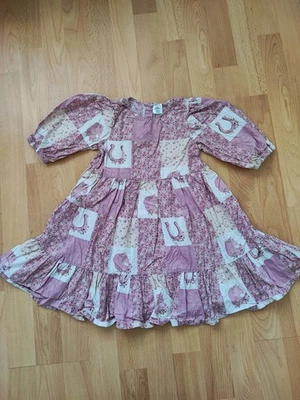 Kinder Kleid Mädchen Langarm Muster Rosa Little Kids 104 Baumwolle - Bild 1 von 4