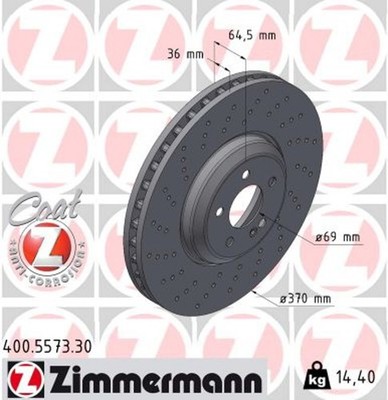 2x ZIMMERMANN Bremsscheibe FORMULA S 400.5573.30 für MERCEDES KLASSE W222 V222