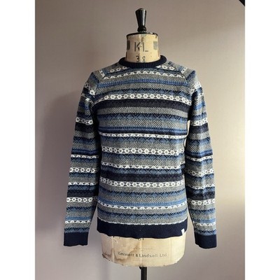 Norse Projects Pullover Herren Gr. L Blau 100% Lammwolle Pulli Sweater Portugal
