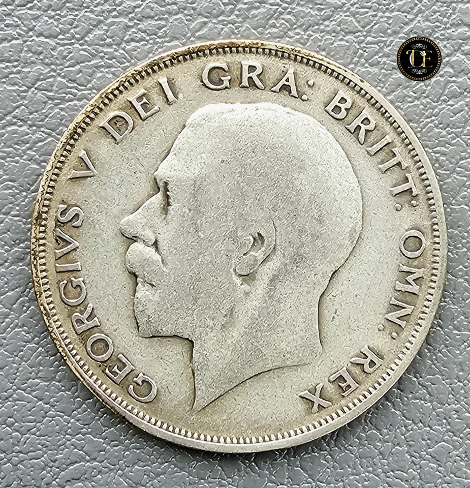 1921 - Moneda de Plata Gran Bretaña Media Corona, ¡EXCELENTE ESTADO! REY GEORGE V Foto 4 de 4