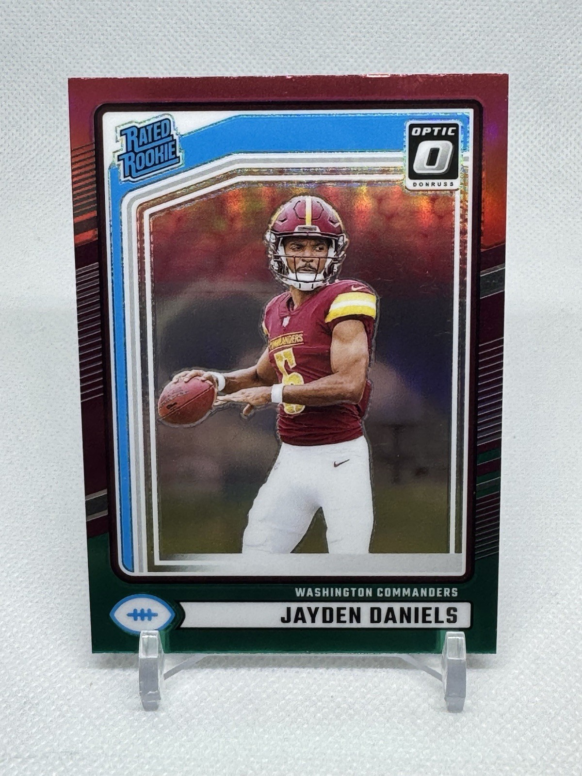 Jayden Daniels RC - 2024 Donruss Optic Preview Rated Rookie Red/Green Parallel