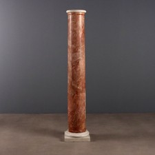 Colonna Antica Marmo Rosso e Bianco Italia Inizio XX Secolo Originale