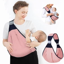 Pink Baby Sling Carrier Adjustable Half Wrapped Hip Carrier Lightweight Cloth