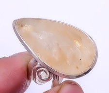 Golden Rutilated Quartz 925 Sterling Silver Handmade Ring s.8 A353