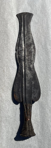 Antique African Kuba large Ikula ceremonial knife dagger short sword Congo 16.5"