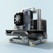 DIY Open Frame PC Chassis, Aluminum Computer Case, Supports ITX 1.ITX, Black