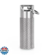 Pill case, Titanium Pill Box Keychain - 100% Waterproof Medicine 
