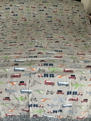 Pottery Barn Kids Full Queen Duvet Cover 84 X 88  Cars Trucks Planes EUC