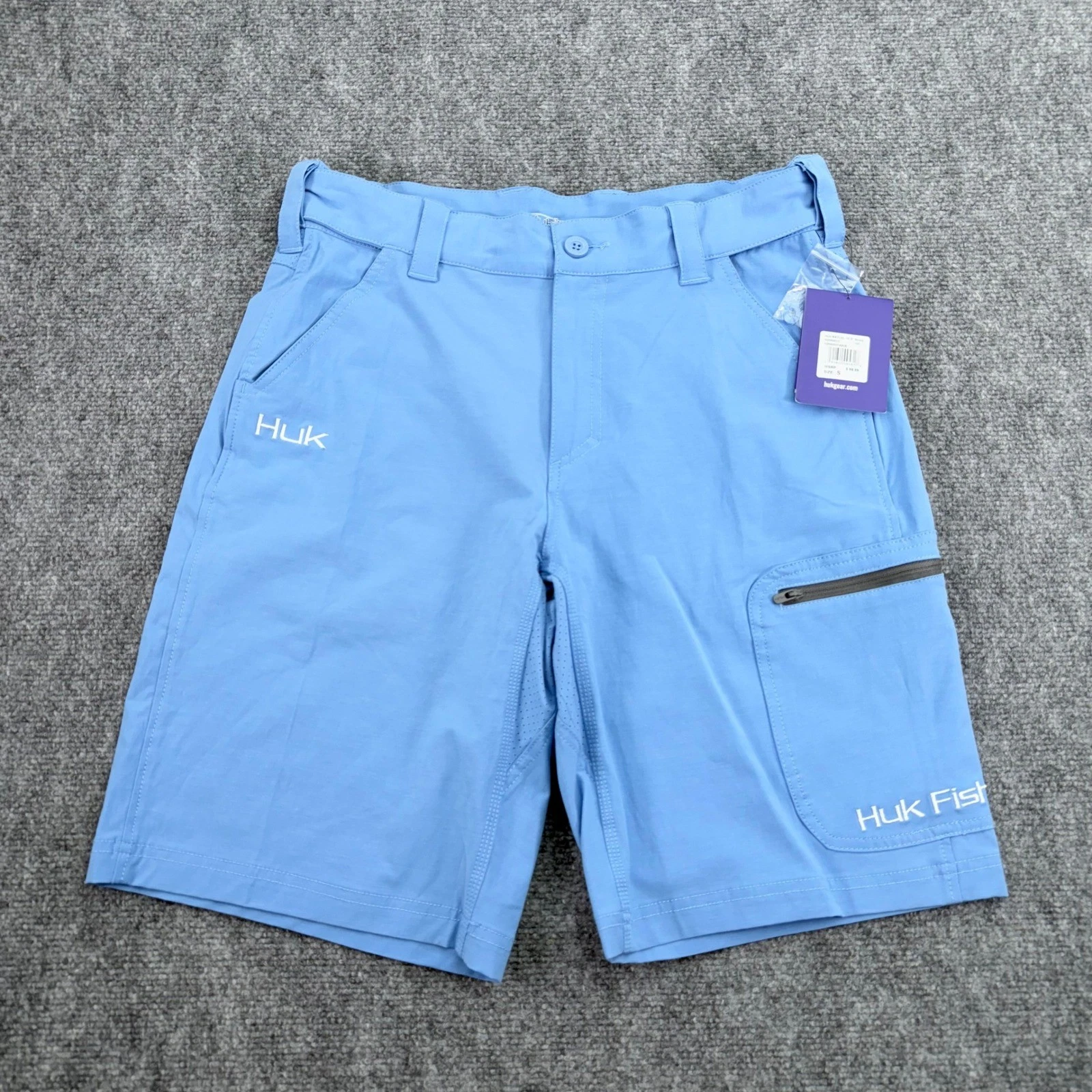 Huk Shorts Mens Small Blue Next Level Fishing Performance Stretch Quick Dry NEW
