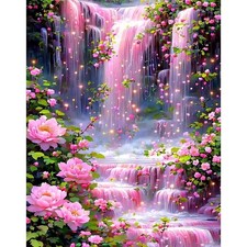 Landscape Scenery Diamond Art Kits for Adults, Spring Waterfall Diamond Painting