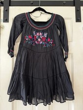 Free People Womens Sz XS Black Embroidered 3/4 Sleeve Off Shoulder Mini Dress