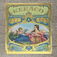 Vintage Keraco Cabinet Cigars Advertising Cigar Box Label Gold Embossed Rare