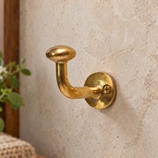 Handmade Brass Wall Hook Raw Brass Coat Robe Towel Hook Bathroom Entryway Hardwa