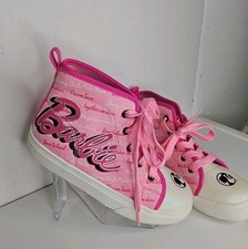 Barbie Girls Pink Silver Glitter High Top Sneakers size 3 Clean