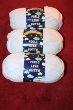 Lion Brand Feels Like Butta Yarn Lot of 3 3.5oz Pale Grey