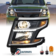 PREENEX Left Projector Headlight for 15-20 Chevy Tahoe Suburban LED DRL Halogen