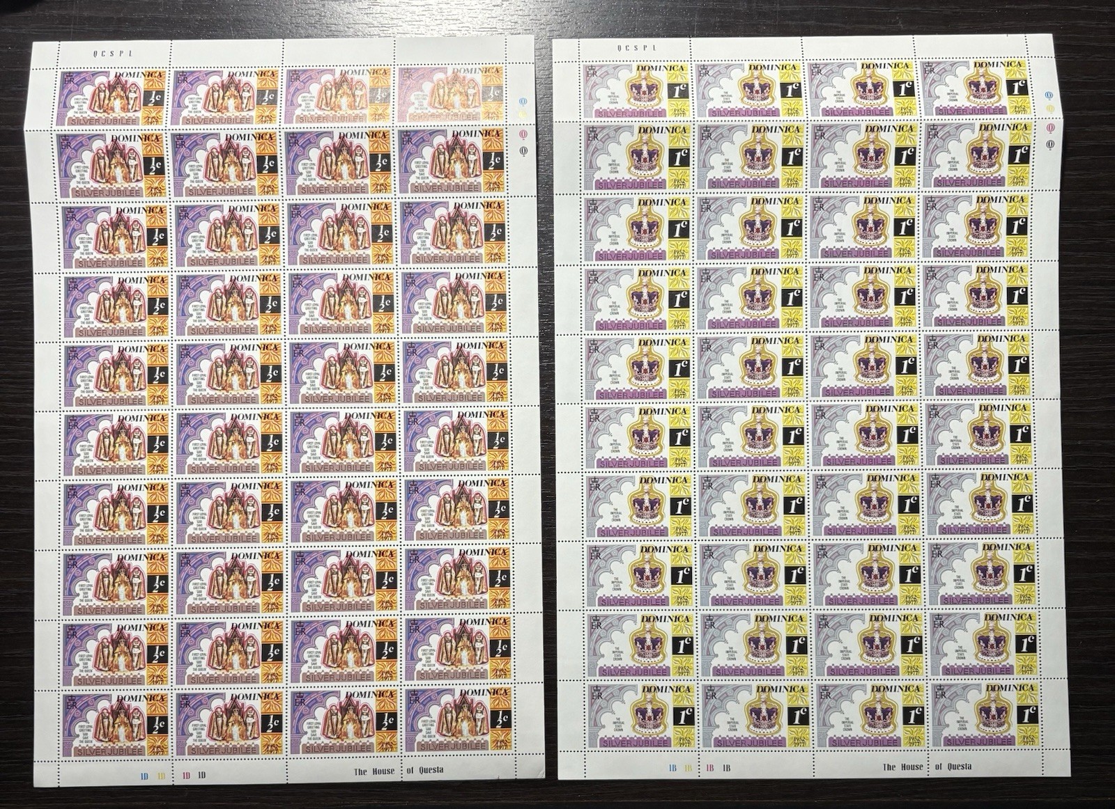 Dominica Silver Jubilee 1977 2 Sheets Of 40 Stamps Total 80 MNH Free Shipping