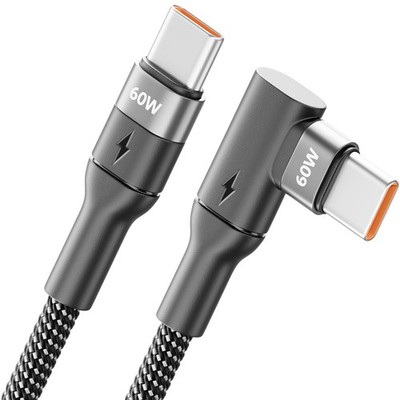2m USB-C Kabel Ladekabel 90° Winkel 60W Schnellladekabel USB-C zu USB-C Handy