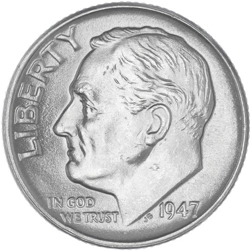 1947-P Roosevelt Dime — photo from the most recent tracked eBay sale