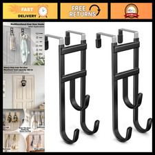 2 Pack Heavy Duty Over-the-Door Hooks, 100 Lb Capacity, Space-Saving Organizer f