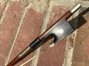 Violin Bow-W. Dorfler Leather And Silver Wrap 26.5”. Good Hair.