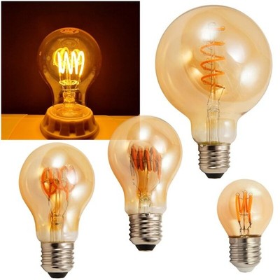 E27 Spiral-Filament LED Deko Lampe Glüh-Birne EXTRA WARMWEIß Globe Retro große