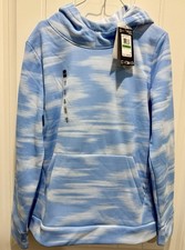 NWT Under Armour Big Girls Blue Printed Fleece Hoodie Youth Large MSRP 45