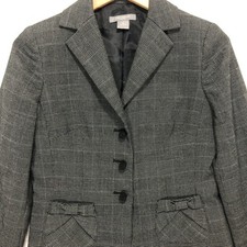 Ann Taylor Petites Grey Glen Plaid 3-Button Blazer Jacket 4P 84-161023