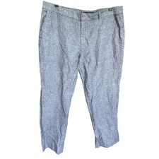 Banana Republic Hampton Fit Blue Striped Linen Cotton Ankle Pants 12P