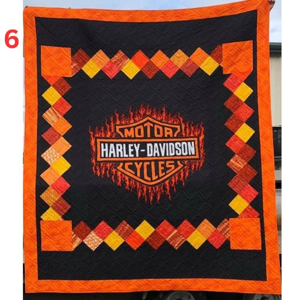 Haarleyy Davidson Motorcycle Fleece Quilt Blanket