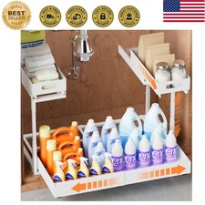 Elegant Expandable Under Sink Organizer: 2-Tier Pull Out Storage Solution