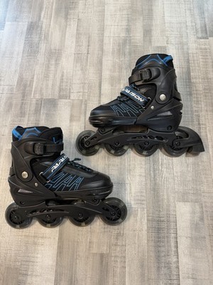 Papaison Adjustable Inline Skates Roller Blades Black Blue Adult Youth US 8-11.5