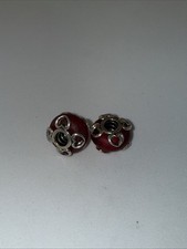 Pandora Frosted Red Murano Glass Hearts Bead Charm Set Of 2