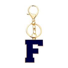Initial Letter Keychain, Alphabet Letter A-Z Keyring, Blue F 